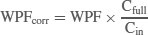Calculation of corrected WPF (WPFcorr) where the WPF value is measured during the full breathing cycle.